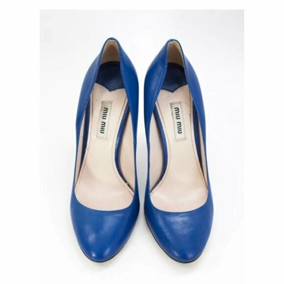 Miu Miu Cobalt Blue Stiletto Pumps Shoes 37 IT (Approx 6.5 US) - Picture 3 of 5